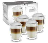 Creano Verres Double Paroi Hauts 250 ml - Modèle Élancé Isolant en Verre Borosilicate pour Café Thé et Boissons Froides - Lot de 4 verres