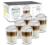 Creano Verres Double Paroi Hauts 250 ml - Modèle Élancé Isolant en Verre Borosilicate pour Café Thé et Boissons Froides - Lot de 6 verres