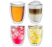 Creano Verres Double Paroi Hauts 400 ml - Modèle Élancé Isolant en Verre Borosilicate pour Café Thé et Boissons Froides - Lot de 4 verres