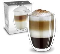 Creano Verres Double Paroi Hauts 400 ml - Modèle Élancé Isolant en Verre Borosilicate pour Café Thé et Boissons Froides