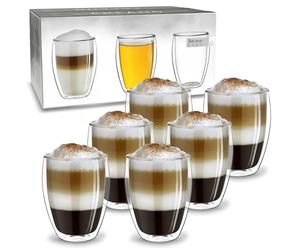 Creano Verres Double Paroi Hauts 400 ml - Modèle Élancé Isolant en Verre Borosilicate pour Café Thé et Boissons Froides - Lot de 6 verres