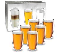 Creano Verres Double Paroi Super Hauts 250 ml - Modèle Élancé Isolant en Verre Borosilicate pour Café Thé et Boissons Froides - lot de 6 verres