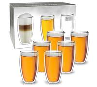 Creano Verres Double Paroi Super Hauts 400 ml - Modèle Élancé Isolant en Verre Borosilicate pour Café Thé et Boissons Froides - lot de 6 verres