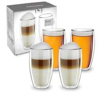 Creano Verres Double Paroi Super Hauts 400 ml - Modèle Élancé Isolant en Verre Borosilicate pour Café Thé et Boissons Froides - lot de 4 verres