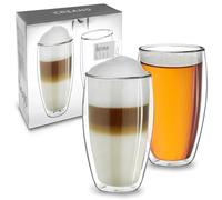 Creano Verres Double Paroi Super Hauts 400 ml - Modèle Élancé Isolant en Verre Borosilicate pour Café Thé et Boissons Froides - lot de 2 verres