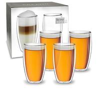 Creano Verres Double Paroi Super Hauts 400 ml - Modèle Élancé Isolant en Verre Borosilicate pour Café Thé et Boissons Froides - lot de 4 verres