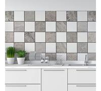 CREARREDA Carreaux Adhésives marbre gris 24 pcs 10x10 cm Décorations de salle de bain et de cuisine en vinyle auto-adhésif imperméable, Made in Italy