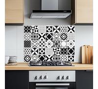 CREARREDA Panneau anti-éclaboussures de cuisine en aluminium 84 x 60 cm, facile à appliquer, fabriqué en Italie, protection pour cuisinière et mur. Lavable et facile à assembler. Plaque
