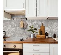 CREARREDA Panneau de Cuisine Anti-éclaboussures, Autocollant Mural Facile à appliquer, Motif Mur Tropical, 190 x 60 cm, 100% fabriqué en Italie, en PVC, Ignifuge et résistant à l’Eau, pour évier