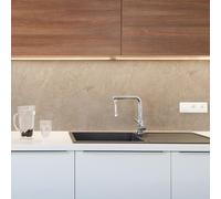 CREARREDA Panneau de Cuisine Anti-éclaboussures, Autocollant Mural Facile à appliquer, Motif Pierre travertin, 260 x 60 cm, 100% fabriqué en Italie, en PVC, Ignifuge et résistant à l’Eau, pour évier