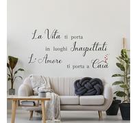 CREARREDA Sticker mural XL La vie vous apporte 90 x 185 cm autocollant mural en vinyle, amovible et facile à appliquer, idéal pour les environnements modernes et les murs clairs