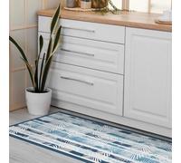 CREARREDA Tapis de Cuisine 120 x 50 cm Blue Tropical Vinyle antidérapant et Lavable Tapis de Cuisine en Vinyle, Lavable 100% fabriqué en Italie