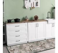 CREARREDA Tapis de Cuisine 240 x 50 cm Hexagonal Green Tiles Vinyle antidérapant et Lavable Tapis de Cuisine en Vinyle, Lavable 100% fabriqué en Italie