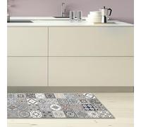CREARREDA Tapis de Cuisine antidérapant Azulejos Vintage 50x120 Tapis de Protection de Sol en Vinyle 100% fabriqué en Italie, avec Encre Non Toxique, Ignifuge et résistant à l'eau