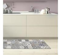 CREARREDA Tapis de Cuisine antidérapant Azulejos Vintage 50x240 Tapis de Protection de Sol en Vinyle 100% fabriqué en Italie, avec Encre Non Toxique, Ignifuge et résistant à l'eau