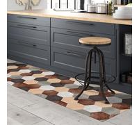 CREARREDA Tapis de Cuisine antidérapant Mixed Wood 50x180 Tapis de Protection de Sol en Vinyle 100% fabriqué en Italie, avec Encre Non Toxique, Ignifuge et résistant à l'eau