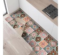 CREARREDA Tapis de Cuisine antidérapant tuiles siciliennes 180x50 cm Tapis de Protection de Sol en Vinyle 100% fabriqué en Italie, avec Encre Non Toxique, Ignifuge et résistant à l'eau