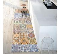 CREARREDA Tapis de Cuisine en Vinyle Antidérapant et Lavable, 100% Fabriqué en Italie, Rectangulaire Printemps Tile Carpet