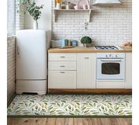 CREARREDA Tapis de Cuisine en PVC Tapis de Cuisine antidérapant, Lavable, Ignifuge et Anti-Rayures 100% Made in Italy Tapis de cuisineEmerald Ramage 50x240