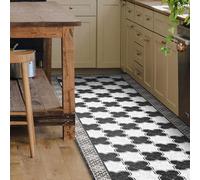 CREARREDA Tapis de Cuisine en PVC Tapis de Cuisine antidérapant, Lavable, Ignifuge et Anti-Rayures 100% Made in Italy Tapis de cuisineMarble Chess 50x120