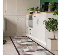 CREARREDA Wood Tropical Hexagons Kitchen Rug, 180 x 50 cm, Non-Slip and Washable Vinyl, 100% Made in Italy, Deluxe Line
