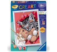 CreArt Kids 18x24cm Chaton et son nounours, Kit de peinture par numéros Numéro d'Art, Des 9 ans, 25838, Ravensburger