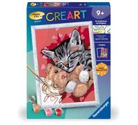 CreArt Kids 18x24cm Chaton et son nounours, Kit de peinture par numéros Numéro d'Art, Dès 9 ans, 25838, Ravensburger