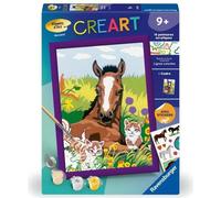 CreArt Kids 18x24cm Cheval et chatons, Kit de peinture par numéros Numéro d'Art, Des 7 ans, 25840, Ravensburger