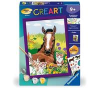 CreArt Kids 18x24cm Cheval et chatons, Kit de peinture par numéros Numéro d'Art, Dès 7 ans, 25840, Ravensburger