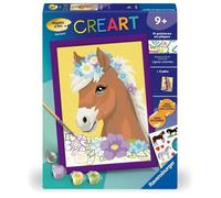 CreArt Kids 18x24cm Cheval fleuri, Kit de peinture par numéros Numéro d'Art, Dès 7 ans, 25906, Ravensburger