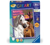 CreArt Kids 18x24cm Chevaux au coucher du soleil, Kit de peinture par numéros Numéro d'Art, Dès 9 ans, 25809, Ravensburger