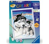 CreArt Kids 18x24cm Doux bisous de Husky, Kit de peinture par numéros Numéro d'Art, Des 7 ans, 25829, Ravensburger