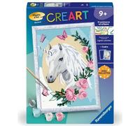 CreArt Kids 18x24cm Licorne fleurie, des 9 ans, Kit de peinture par numéros Numéro d'Art, 25834, Ravensburger