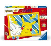 CreArt Kids 18x24cm Pikachu Éclair, Kit de peinture par numéros Numéro d'Art, Des 7 ans, 25905, Ravensburger