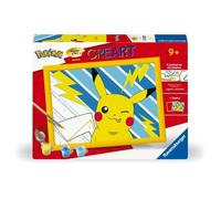 CreArt Kids 18x24cm Pikachu Éclair, Kit de peinture par numéros Numéro d'Art, Dès 7 ans, 25905, Ravensburger
