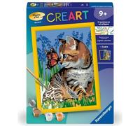 CreArt Kids 18x24cmChat et son compagnon le papillon, Kit de peinture par numéros Numéro d'Art,, Des 9 ans, 25813, Ravensburger