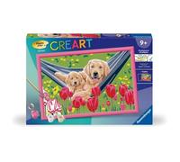 CreArt Kids 31x21cm Labrador et tulipes, Kit de peinture par numéros Numéro d'Art, Dès 7 ans, 25852, Ravensburger