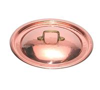 Creartistic Couvercle rond en cuivre pur pour casseroles rondes - de 20 cm avec dimensions intérieures de 19.5 cm, intérieur étamé, avec poignée en laiton, fait main - Made in Italy