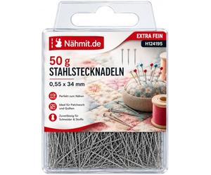 CreaStyle - Épingles en acier extra fin - Argent - 0,55 x 34 mm - 50 g