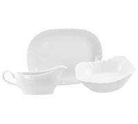 CreaTable, 12621 Série Rokoko Weiss Service de table 3 pièces en porcelaine, passe au lave-vaisselle et au micro-ondes, fabriqué en Europe