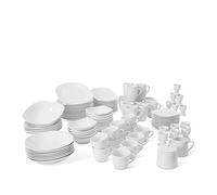 CreaTable, 13779 Série Square Weiss Service de table 100 pièces pour 12 personnes, en porcelaine, passe au lave-vaisselle et au micro-ondes, production de qualité