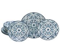 CreaTable, 16478, Série Fresco Bleu, Set de 12 pièces de vaisselle, Assiettes en faïence