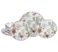 CreaTable, 16927, Série Fiore, Set de 12 assiettes, Set d'assiettes en faïence