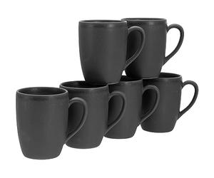 CreaTable, 17874, Série Soft Touch Black, service de vaisselle, ensemble de verres de 6 pièces.