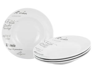 CreaTable, 19569, Série Europa Gustoso, assiette à pâtes, ensemble de vaisselle de 4 pièces, assiettes à pâtes en porcelaine, compatibles lave-vaisselle et micro-ondes, fabriqué en Europe.