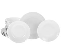 CreaTable, 20341, Série Luna Blanche, service de vaisselle 18 pièces, ensemble d'assiettes en porcelaine, compatible lave-vaisselle et micro-ondes, production de qualité.