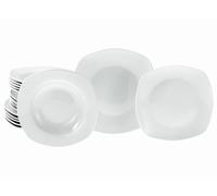 CreaTable, 20570, Série Amelie Blanc, ensemble de vaisselle de 18 pièces, service d'assiettes en porcelaine, compatible lave-vaisselle et micro-ondes, production de qualité.