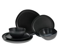 CreaTable, 21248, Série Natura Organic BLACK, service de vaisselle 12 pièces, ensemble d'assiettes en grès.
