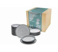 CreaTable, 21520, Série Nordic Fjord, Set de 12 pièces de vaisselle, Set d'assiettes en grès, lavable au lave-vaisselle et au micro-ondes, production de qualité, Frost