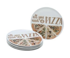 CreaTable, 21568, Série Assiette à Pizza Set TOUT CE DONT VOUS AVEZ BESOIN, ensemble de vaisselle 6 pièces, assiettes à pizza en porcelaine.